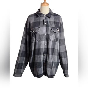 Dickies Black And Gray Flannel Fleece Lined Shacket Shirt Jacket